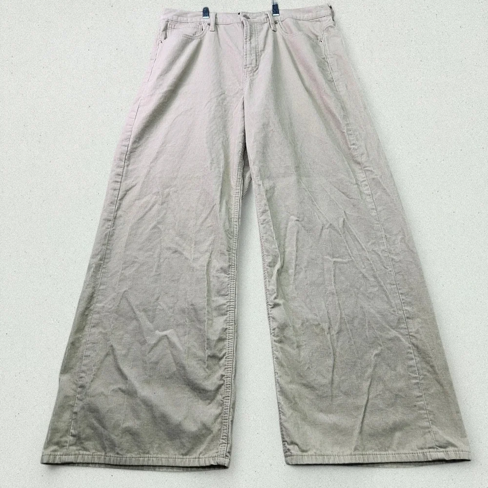 GAP Denim High Rise Wide Leg Pants Womens‎ 14/32 Beige Corduroy 90s Y2K